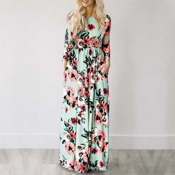 Women Summer Maxi Dress 2019 White Floral Print Boho Beach Dress Ladies Long Evening Party Dress Sundress Vestidos de festa 3XL