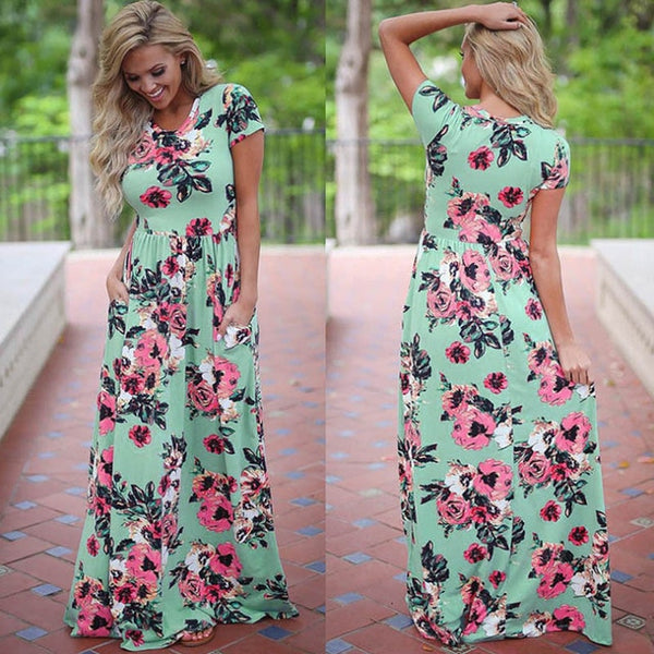 Women Summer Maxi Dress 2019 White Floral Print Boho Beach Dress Ladies Long Evening Party Dress Sundress Vestidos de festa 3XL