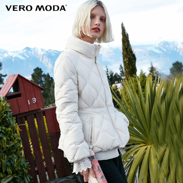 Vero Moda new waist 90% white duck short down jacket women | 318423529